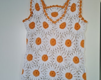 Gehaakte daisy top/gipsy hippie top/beach festival zomer top shirt OOAK Klaar om te verzenden!