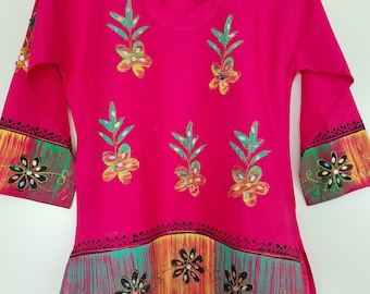 Vintage kids cotton dress, embroidered ethnic dress, indian summer dress, boho festival dress