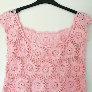 Crochet daisy top/ gipsy hippie top/ beach festival top shirt, girls pink top /summer top/ Ready to ship!