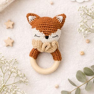 Crochet fox rattle tutorial, baby toy, nursery decoration, baby gift, fox pattern FRENCH/ENGLISH