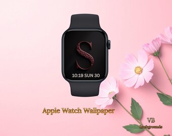 Floral Letter S Apple Watch Wallpaper | Crimson Initial (Digital Download)