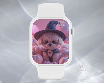 Kawaii Shih Tzu Halloween Apple Watch Wallpaper: Pumpkin Costume (Digital Download)
