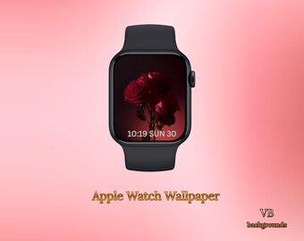 Crimson Rose Apple Watch Wallpaper | Dark Floral (Digital Download