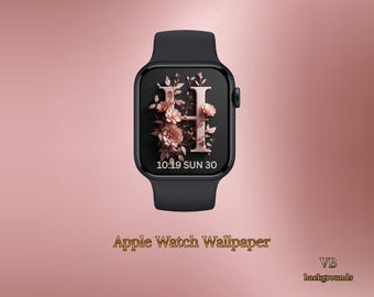 Carved Floral Letter H Pink – Luxury 3D Blush Initial | Apple Watch Wallpaper Digital Downloaก