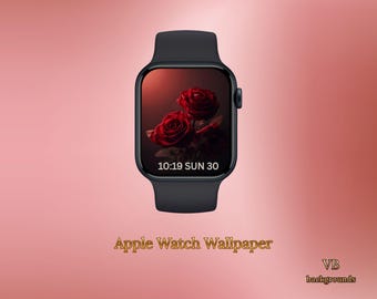 Red Rose Apple Watch Wallpaper | Crimson Pastel Floral | Romantic Luxury Digital Watch Face