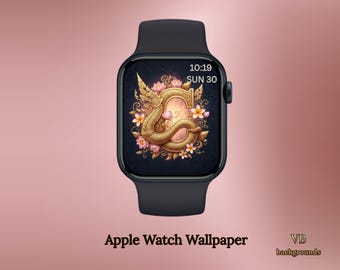 Sacred Gold Naga Letter C Apple Watch Wallpaper | Thai Spiritual Luxury Initial | Digital Download