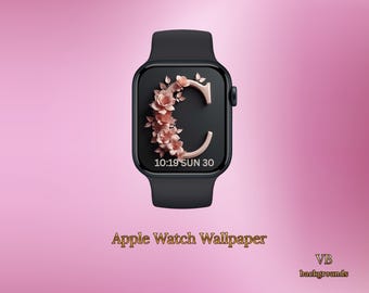 Luxury Blush Pink Floral Letter A – 3D Carved Initial Apple  | Monogram,  Digital Watch Face
