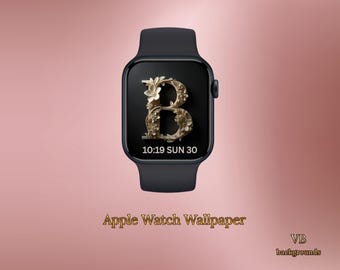 Carved Floral Letter B Apple Watch Wallpaper | Cream Initial