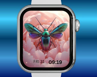 Luxury Floral Beetle Appel Watch Wallpaper Pink Rose Elegant Digital Download
