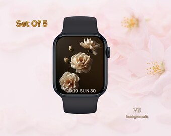 Floral Apple Watch Wallpaper | Champagne Ivory Botanical Set (Digital Download)