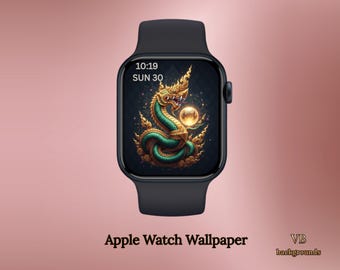 Sacred Green Naga with Orb – Thai Spiritual Apple Watch Wallpaper | Wealth & Protection Digital Download