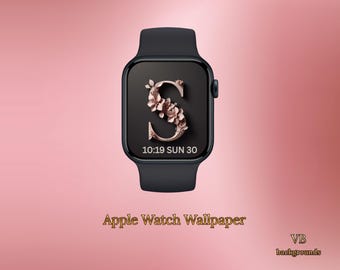 Luxury Carved Floral Letter S Apple Watch Wallpaper | Elegant 3D Sculpted  Initial  Digital Download