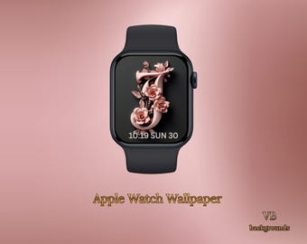 Luxury Carved Floral Letter J Pink Watch Face Digital Download