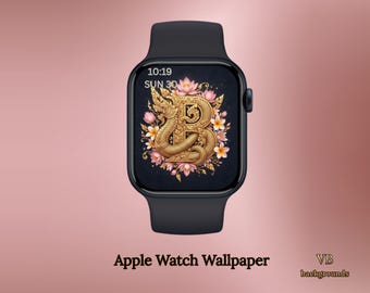 Sacred Gold Naga Letter B Apple Watch Wallpaper | Thai Spiritual | Wealth & Protection | Instant Download