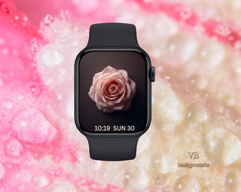 Blush Pink Rose Apple Watch Wallpaper – Elegant Floral Design (Digital Download