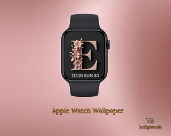 Carved Floral Letter E Pink – Luxury 3D Blush Initial | Apple Watch Wallpaper Digital Download