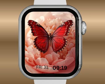 Luxury Beetle on Pink Flower Apple Watch Wallpaper (PNG Digital Download)