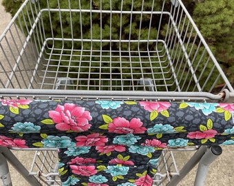 Shopping Cart Handle Cover /Black Floral Shopping Cart Cover with Pocket Cart / Handle Shopping Cart Covers with pocket / Handy Cart Cover