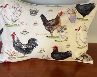 Travel Pillow Case / Toddler Pillowcase / Travel Pillow Cover / Accent Chicken Pillow Case / Throw Pillowcase / 12" x 16" Pillowcase
