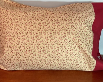 Pillow Case / Standard Pillow Case / Pillowcase / Queen Pillow Case / Maroon Floral Pillowcase / Pillow Case Cover / Handmade Pillow Case