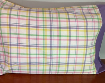 Easter Pillow Case / Standard Pillow Case / Spring Plaid Pillow Case / Queen Pillowcase / Cotton Pillow Case / Pillow Cover / Handmade