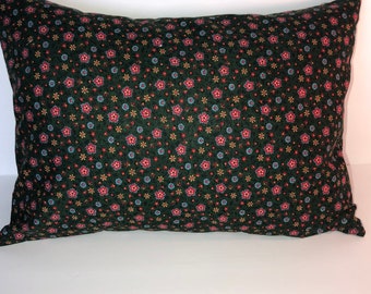 Travel Pillow Case / Toddler Pillowcase / Travel Pillow Cover / Accent Pillow Case / Green Floral Throw Pillowcase / 12" x 16" Pillowcase