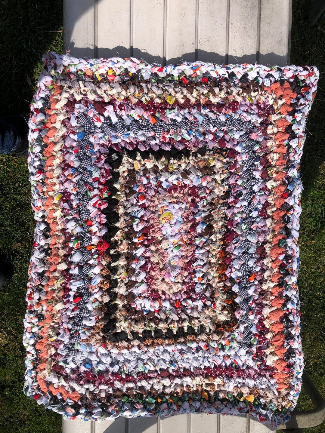 Rag Rug 24x20 / Hand Crocheted Cotton Rug / Accent Rug / Rectangle Rag ...