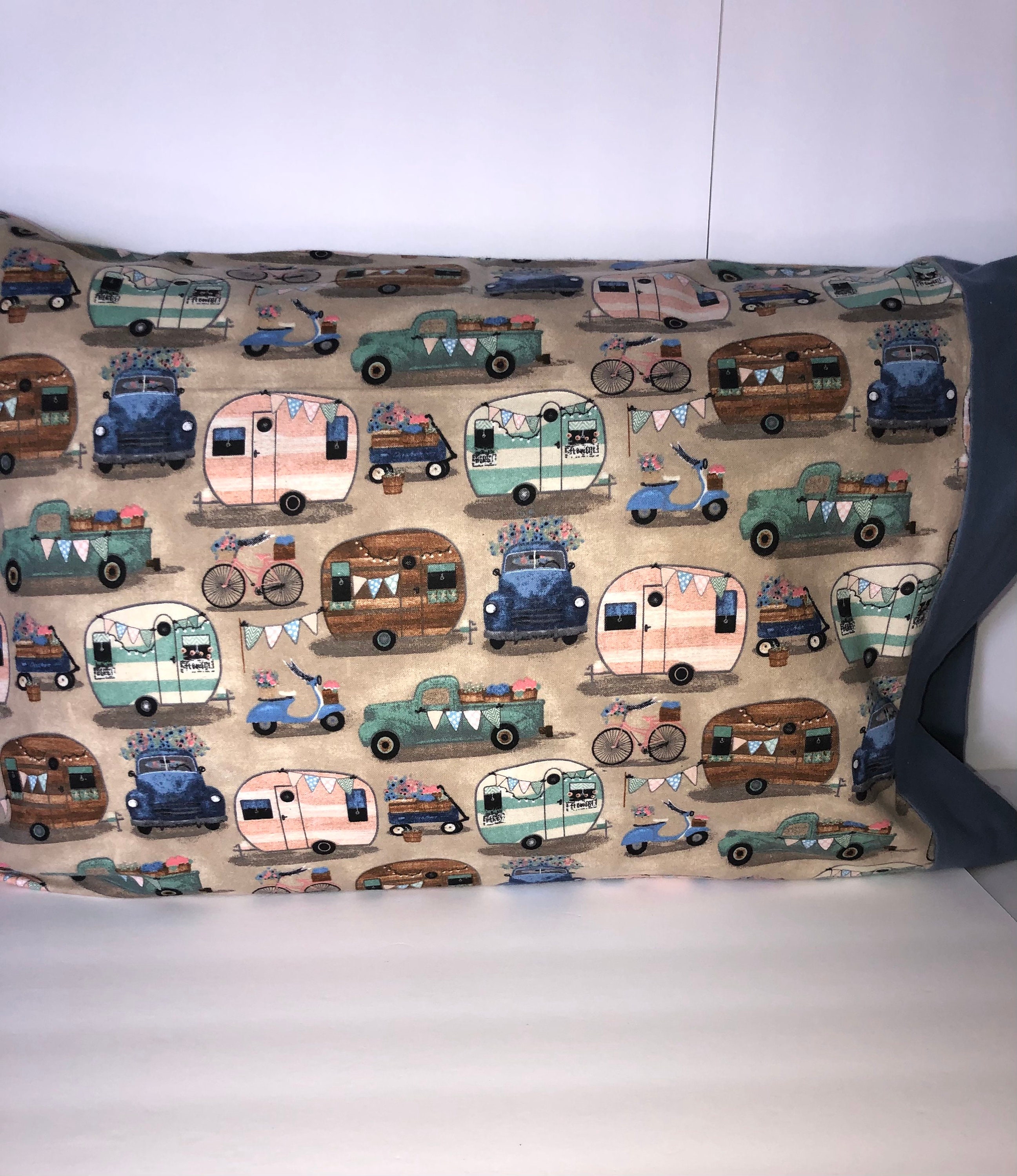 Camping Campers Pillow Cases Flannel Campers and campsite tan Etsy