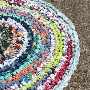 Rag Rug / Hand Crocheted Cotton Rug / Multi Color Accent Rug / Spiral ...
