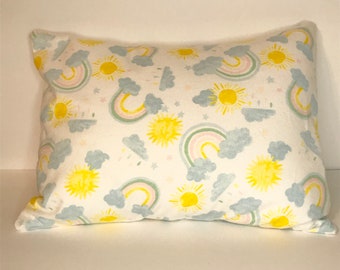 Travel Pillow Case / Toddler Pillowcase / Travel Pillow Cover / Accent Flannel Rainbow Pillowcase / Throw Pillowcase / 12" x 16" Pillowcase