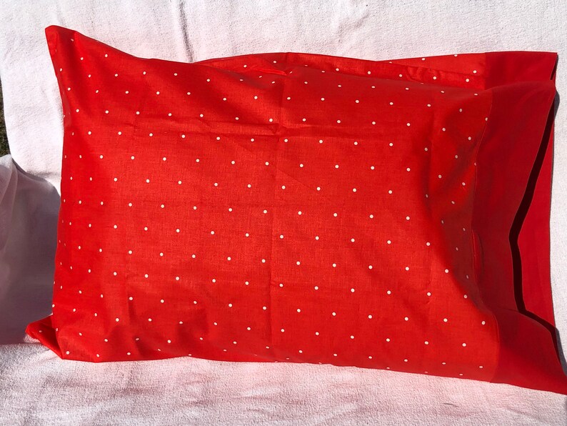Pillow Cases Standard Queen Cotton Pillowcase Red Polka Dots Etsy