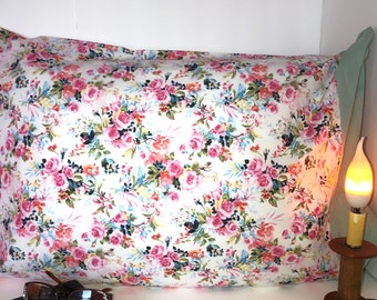 Pillow Case / Standard Pillow Case / Queen Pillow Case / Pillowcase / Rose Floral Pillowcase / Pillow Case Cover / Handmade Pillow Case