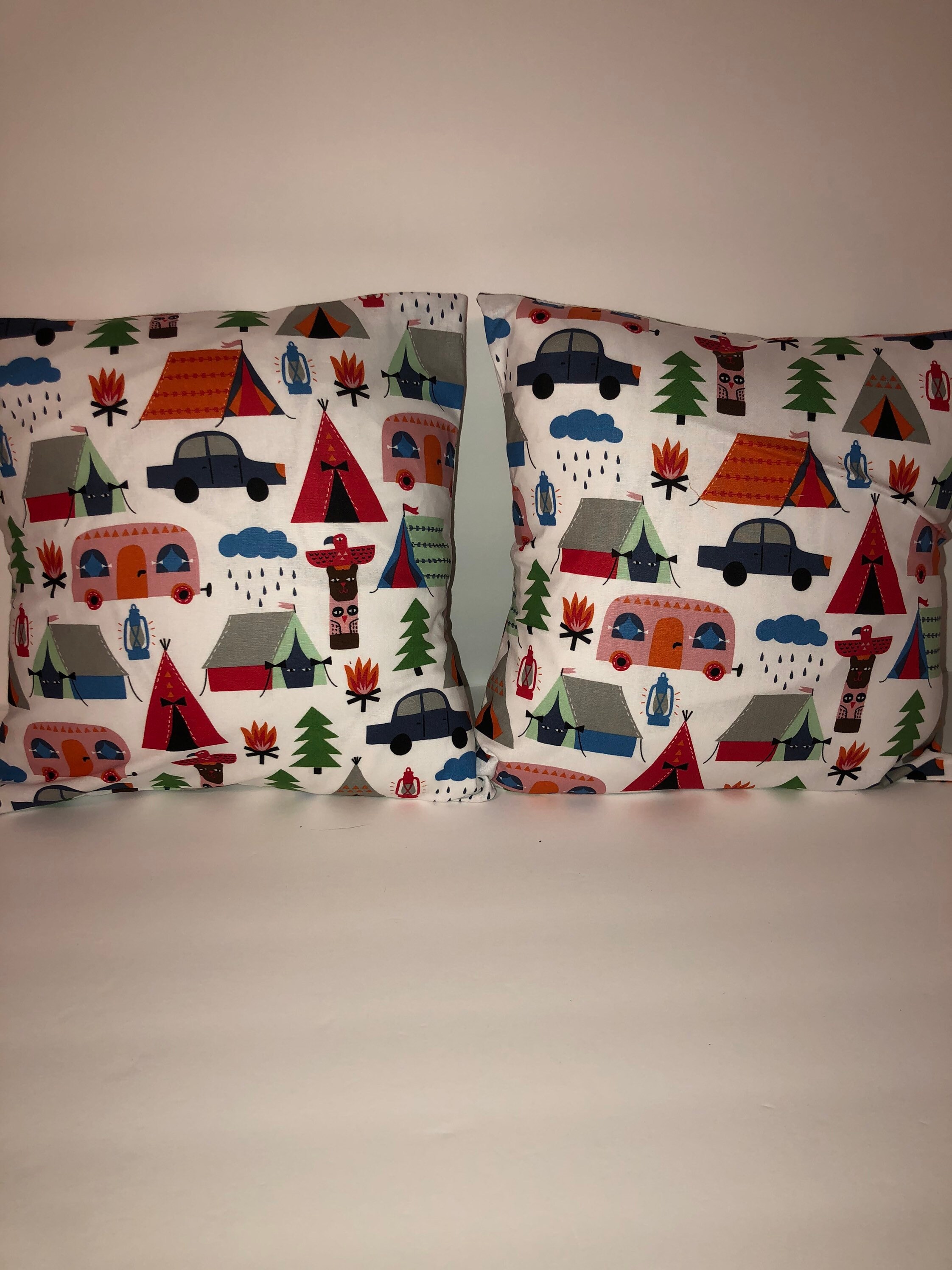 Camping Tent 2 Throw Pillow Cases 14x 14 Throw Etsy