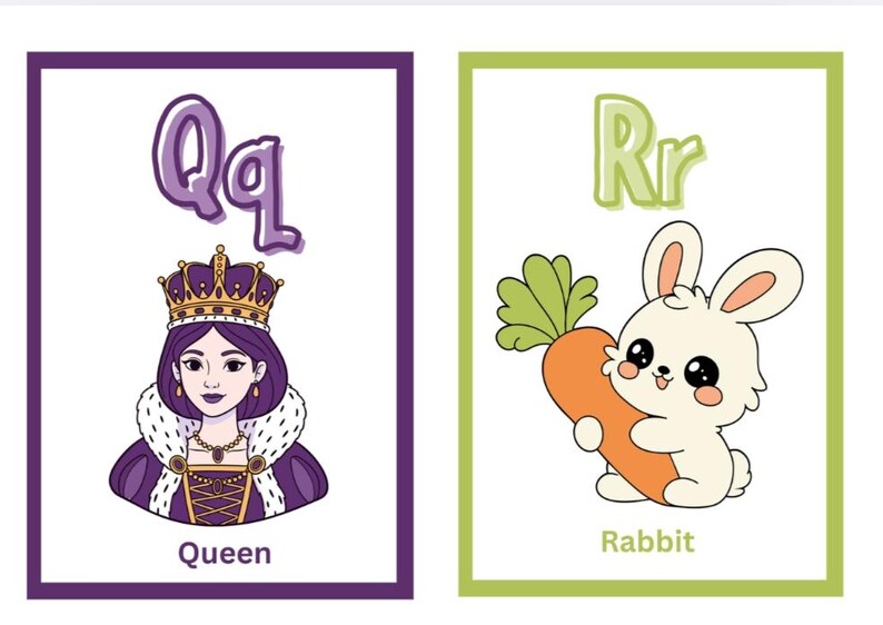 Letter Rabbit Flashcard Alphabet Flashcards A-Z – Nursery & Preschool Learning (instant ...