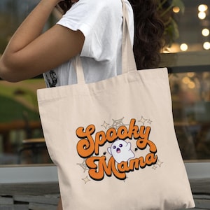 Spooky Mama Halloween Tote Bag: Cotton Canvas Trick or Treat Bag