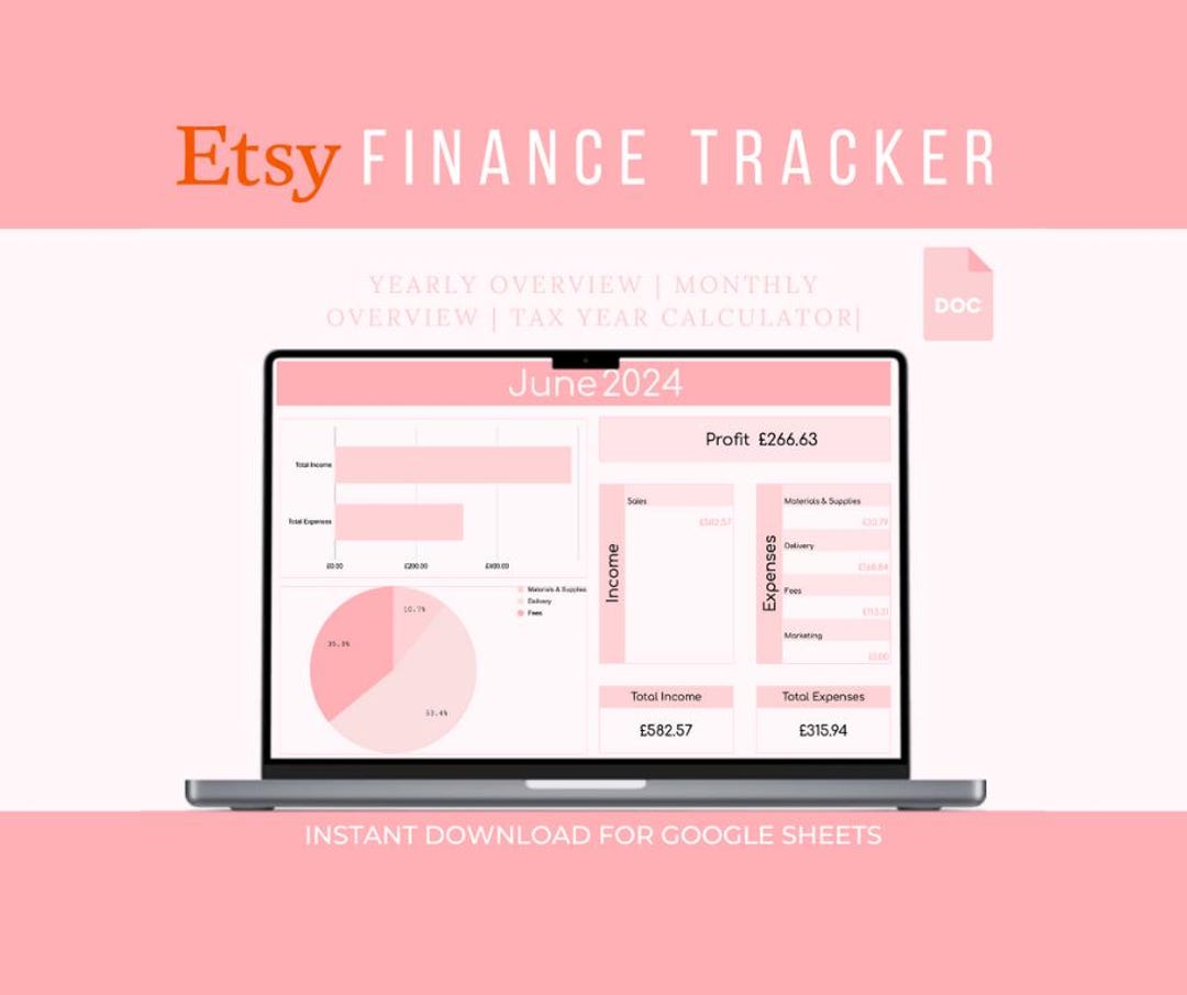 Etsy Income and Expense Tracker: Google Sheets Profit & Loss (digital ...