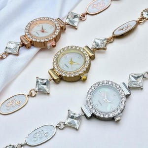 Elegant Crystal Bracelet Watch for Women – Fashion Rhinestone Quartz Watch – Dainty Gift for Her – Vintage Style Jewelry Timepiece