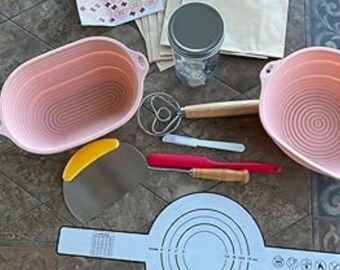 Ultimate Sourdough Starter Kit | 24-Piece Bread Baking Set with Silicone Banneton Proofing Baskets, Starter Jar & Bread Bags