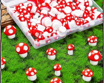 Resin Mushrooms for Fairy Garden | Tiny Fake Mushrooms for Crafts, Terrarium, Bonsai, Micro Landscape Decor, Small Mushroom Figurine