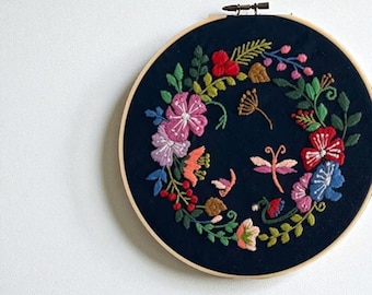 4 Pack Beginner Embroidery Kit with Floral Patterns, DIY Cross Stitch Starter Kit for Adults, Hand Embroidery Set with Hoop, Threads, Needle