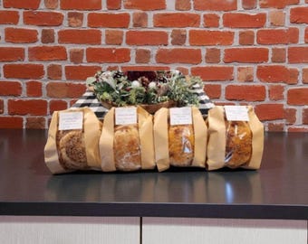 Large Kraft Paper Bread Bags with Clear Window | Sourdough Loaf Bags with Labels | Bakery Gift Bags (13.7x8.3x3.5 in)
