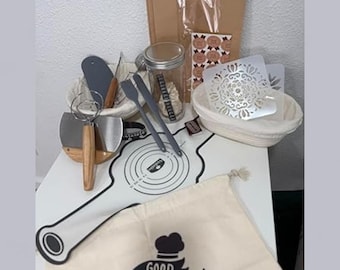 Complete Sourdough Starter Kit for Home Bakers | Bread Proofing Basket Set with Starter Jar, Bread Lame, Whisks & Baking Tools