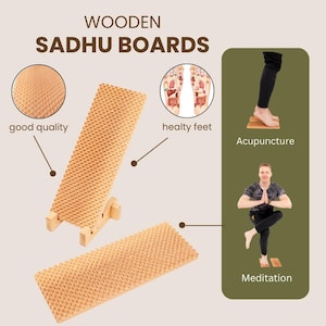 Wooden Sadhu Boards for Meditation, Yoga, Acupressure Feet Massage Boards Tremass, Wooden Reflexology Boards with Spikes, Pain Relief