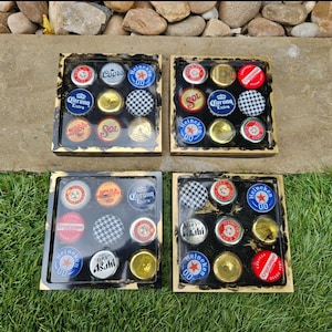Beer Cap Coaster Set. Perfect Gift for Him. Set of 2 or Set of 4.