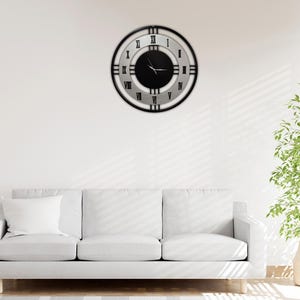 Roman Numeral Wall Clock 70cm – Oversized Black White Metal Wood Clock, Silent Classic Home Decor