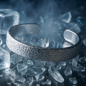 Handmade Silver Plated Cuff Bracelet: Textured Adjustable Bangle