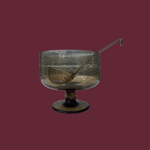Saladier Punch En Verre Vintage Octogonal - Fruits En Relief - H14 Dm 25/16 Cm
