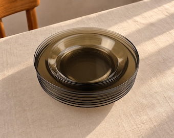Vintage Arcoroc France Shallow Plate | 1980s Clear Glass | Minimalist Retro Tableware