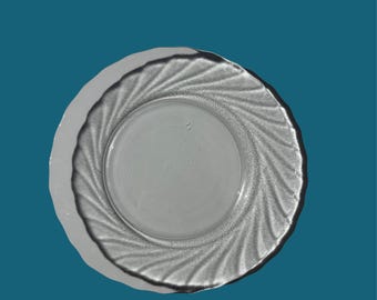 Set of 4 Vintage Arcoroc Clear Glass Dessert Plates | 1970s French Tempered Glass Tableware