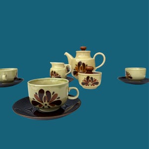 Vintage Colditz GDR Tea Set – 1970s – Complete Set with Cups, Saucers, Milk Jug, Sugar Bowl and Teapot